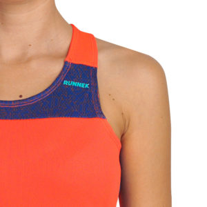 T-shirt with straps cube woman orange neon